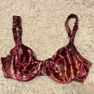 Vintage Victoria’s Secret Y2K Maroon Orange Floral Second Skin Satin 34C Bra